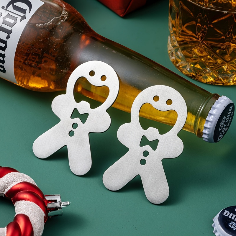 Kitchen Gadgets For Gifts - ジンジャーブレッドマン ボトルオープナー ステンレス製 ビールボトルオープナー クリスマスパーティー バー