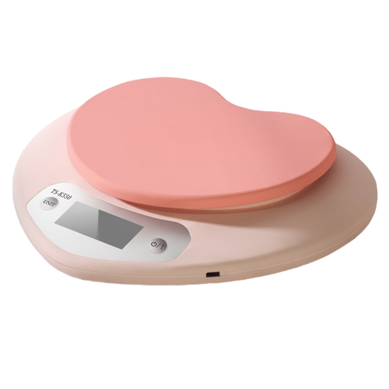 Digital Kitchen Scale - B15C ポータブルデジタル電子スケール 5Kg/1G 多機能キッチンベーキングスケール ピンクハート型高精度LCDディスプレイ