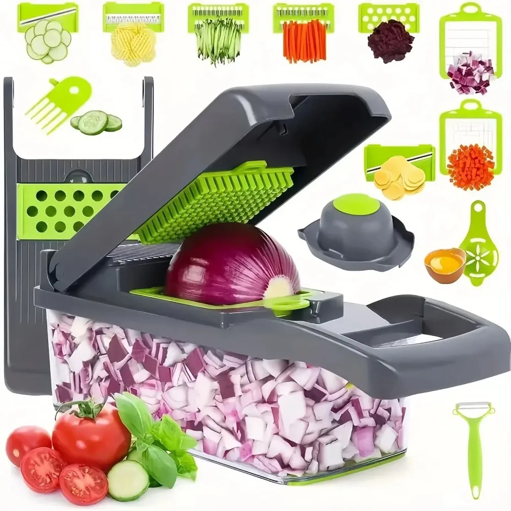 Korean Kitchen Gadgets - 多機能野菜チョッパーハンドル食品格子食品チョッパー野菜スライサーダイサーカット 14/16 で 1 キッチンアイテム Cocina