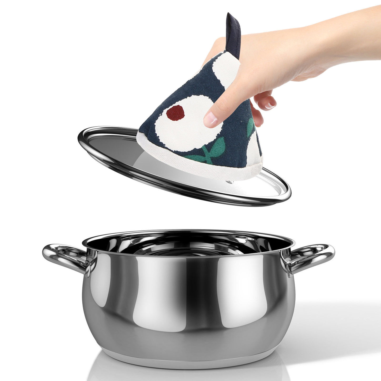 Kitchen Gadgets Ideas - 4個入り三角形鍋蓋ノブカバー、断熱コットンハンドルミット、オーブン・電子レンジ用グローブ、火傷防止キッチンガジェット、ギフトアイデア