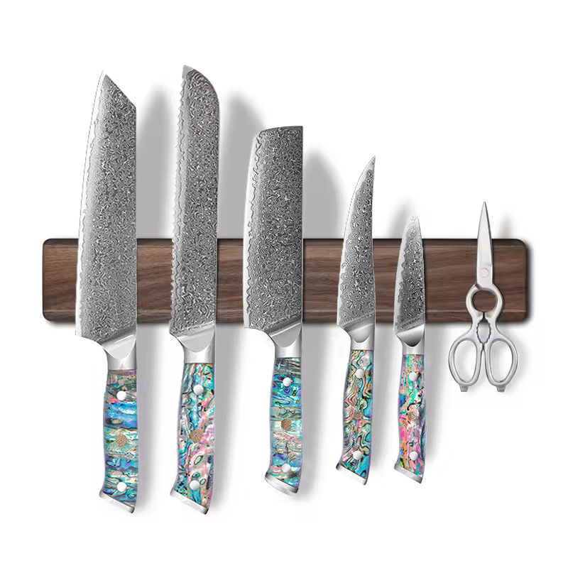 Magnetic Knife Strip - ウォールナット材 強力磁気式ナイフホルダー 40/46cm シェフキッチンナイフストリップ棚 日本製スライスダマスカスナイフラック 壁掛け