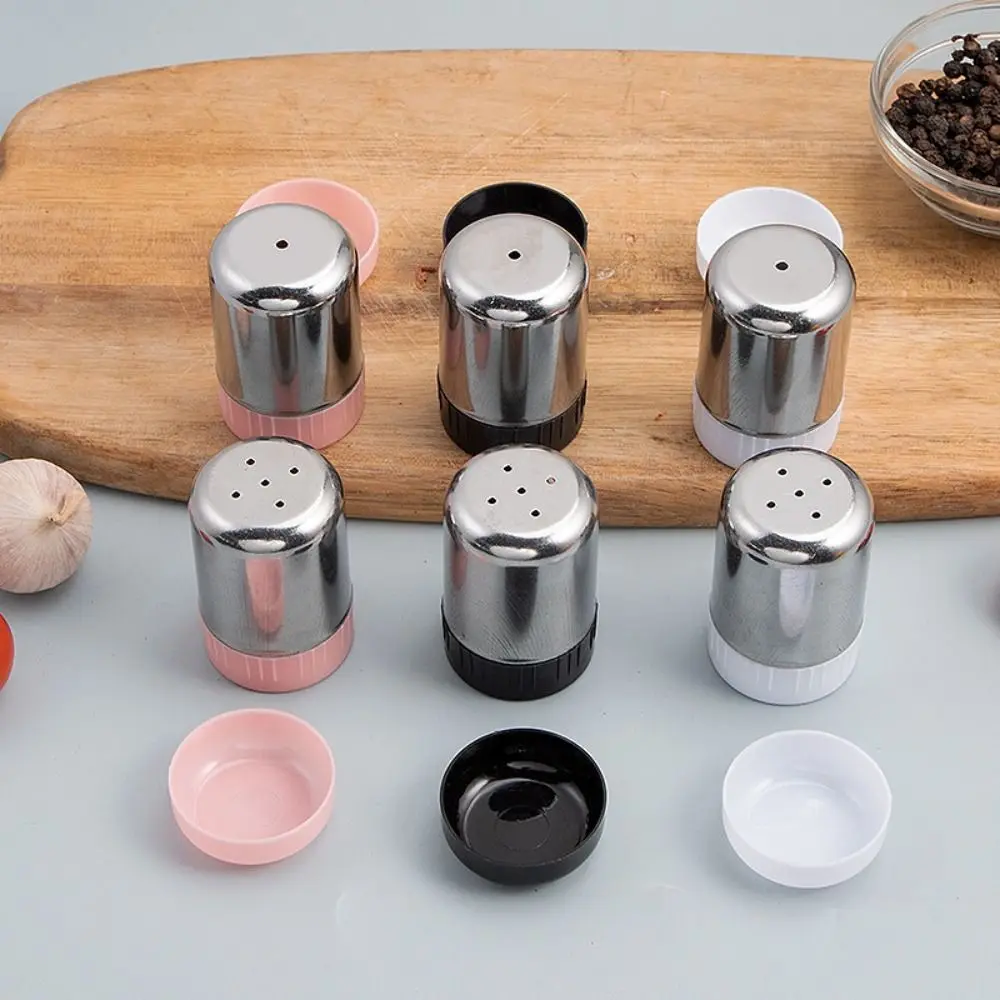 Korean Kitchen Gadgets - ステンレス鋼 5 穴ソルトシェーカーポータブルミニ調味料ボトルダストカバー付き小さなペッパーボトル調味料瓶キッチンツール