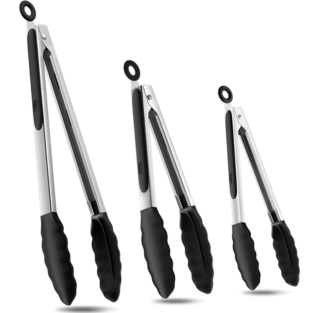 Kitchen Gadgets For Cooking - シリコーンバーベキューグリルトングキッチン調理サラダパンサービングトングノンスティックバーベキュークリップクランプステンレス鋼ツールガジェット