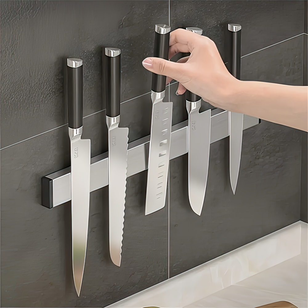 Magnetic Knife Strip - 1Pc 磁気ナイフホルダー壁用磁気ナイフストリップ強力なマグネットナイフラックキッチンステンレス鋼ナイフホルダーラック