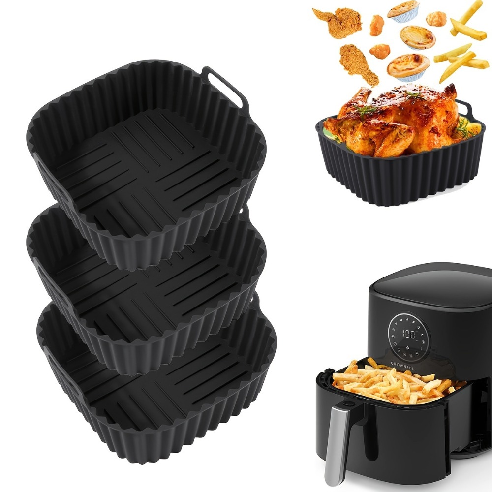 Kitchen Gadgets Air Fryer - エアフライヤーシリコンライナー 正方形 再利用可能 ノンスティックバスケットマット 4-7QT エアフライヤーオーブン