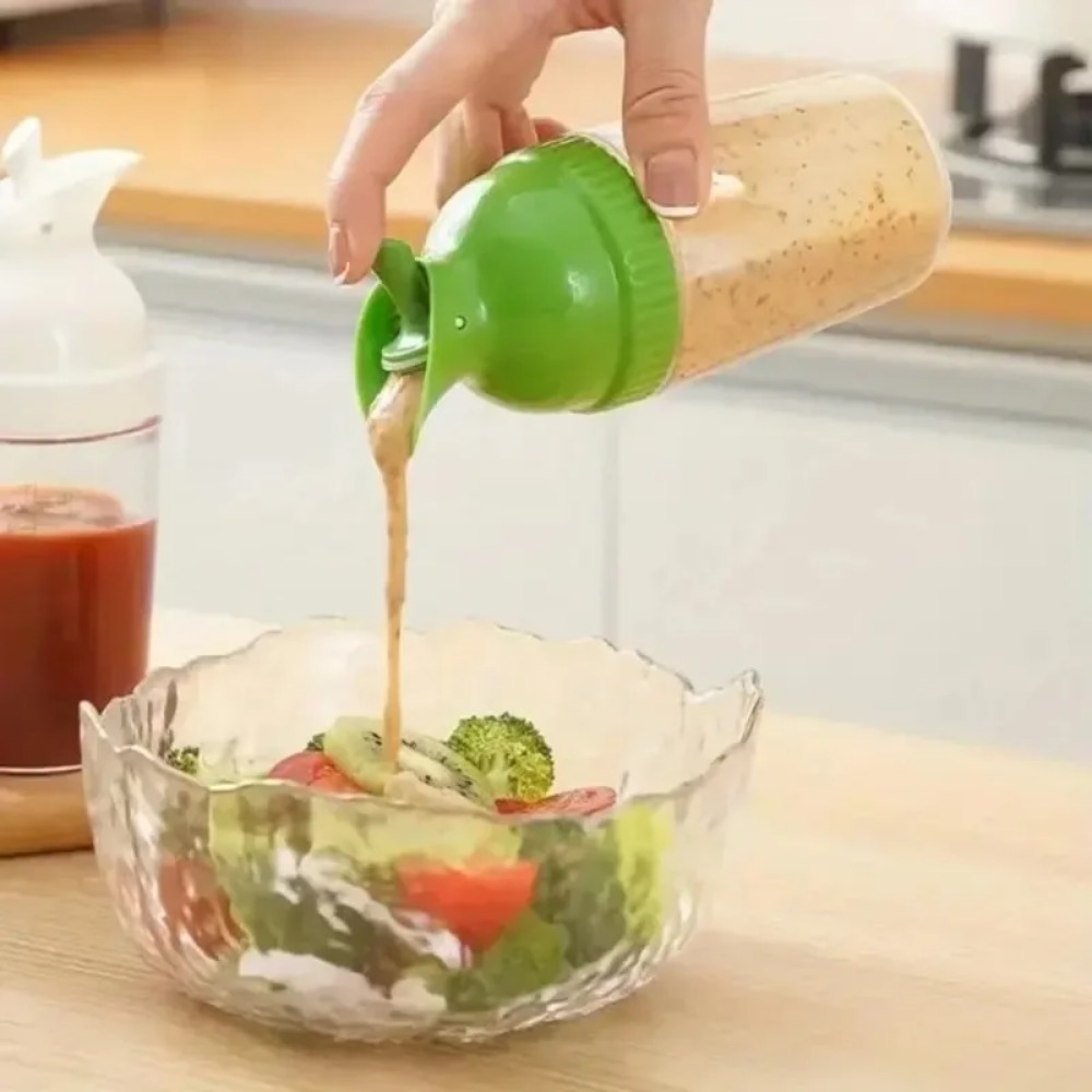 Kitchen Gadgets New 2025 - 新しいキッチンガジェット漏れ防止サラダドレッシングシェーカー200mlボトル2025目盛り付きミキサーユニバーサルイージーグリップ5.5x17cm