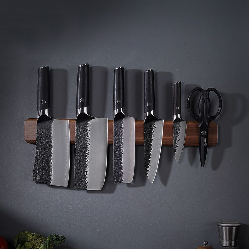 Magnetic Knife Strip - ブランド厚いアカシア木製磁気ナイフホルダー 40 50 センチメートル多目的ナイフストリップ壁シェフ包丁ブロック器具オーガナイザー