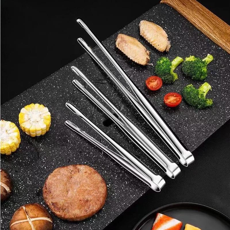 Korean Kitchen Gadgets - ステンレス製調理用トング 韓国バーベキューフードグリッパー ステーキ パスタ サービングクリップ キッチンツール