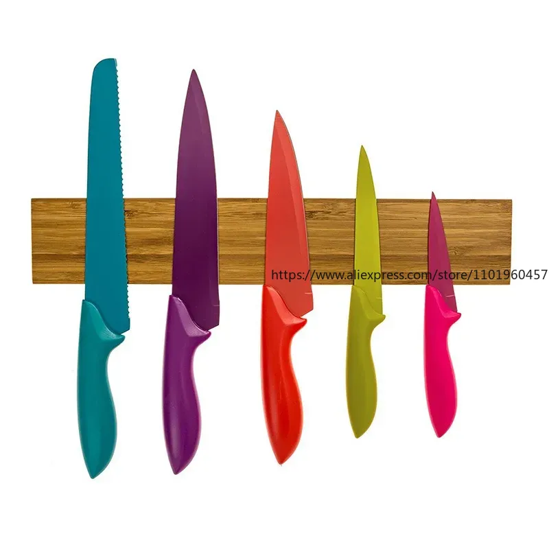Magnetic Knife Strip - Leeseph 強力な壁取り付け磁気ナイフストリップ、無垢竹材ナイフラック 16 インチ