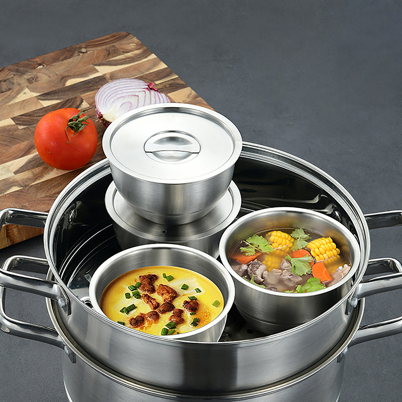 1Pc ステンレス鋼ライスボウル蓋付きスープボウル蒸しライス - Korean Kitchen Gadgets のレビューと価格