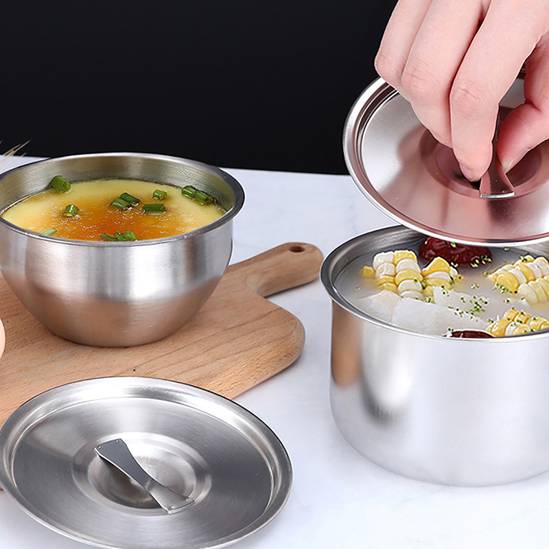1Pc ステンレス鋼ライスボウル蓋付きスープボウル蒸しライス - Korean Kitchen Gadgets のレビューと価格