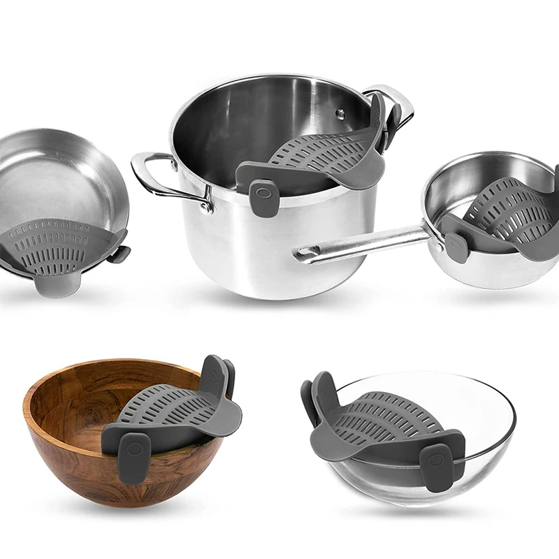 シリコン製キッチンストレーナー、鍋やフライパンにクリップで留 - Kitchen Gadgets Pasta のレビューと価格