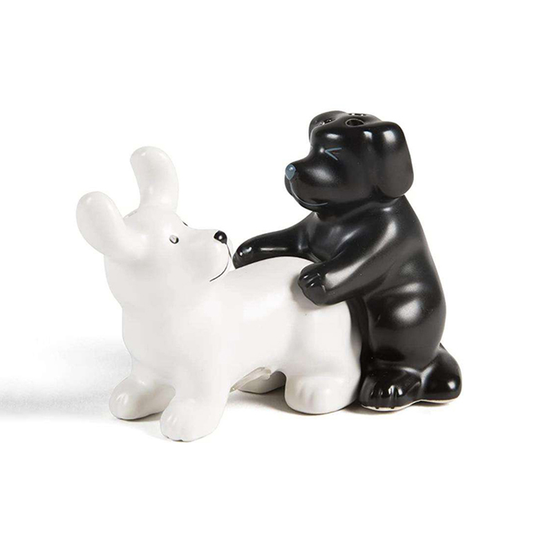 白黒の陶器製犬型塩コショウ入れセット、面白いノベルティギフト - Korean Kitchen Gadgets のレビューと価格