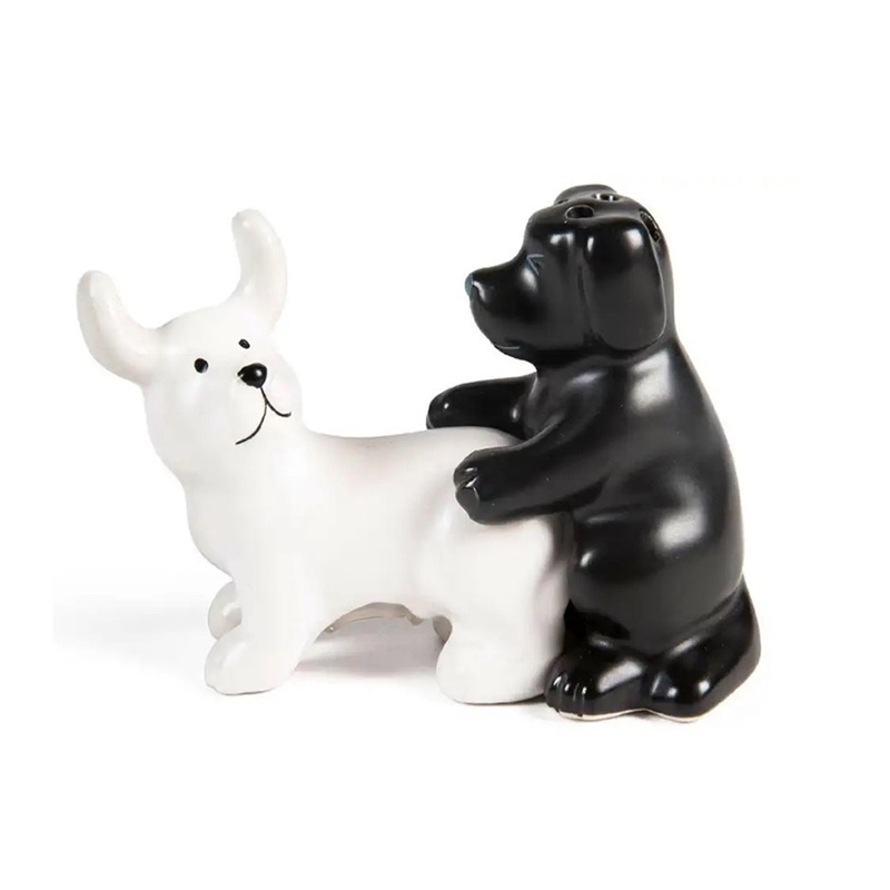 白黒の陶器製犬型塩コショウ入れセット、面白いノベルティギフト - Korean Kitchen Gadgets のレビューと価格