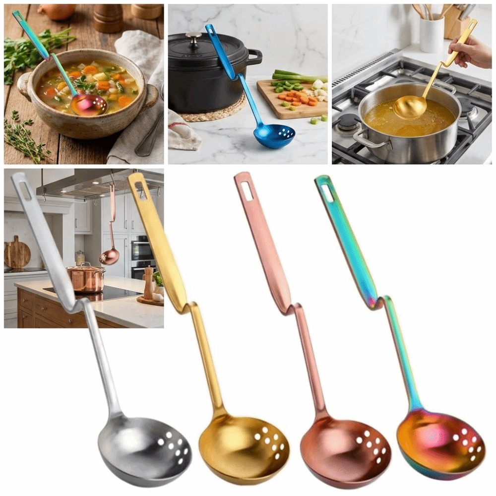 Z型の鍋用スプーン、長柄、火傷防止、油こし、スキマースプーン - Kitchen.Gadgets With A Z のレビューと価格