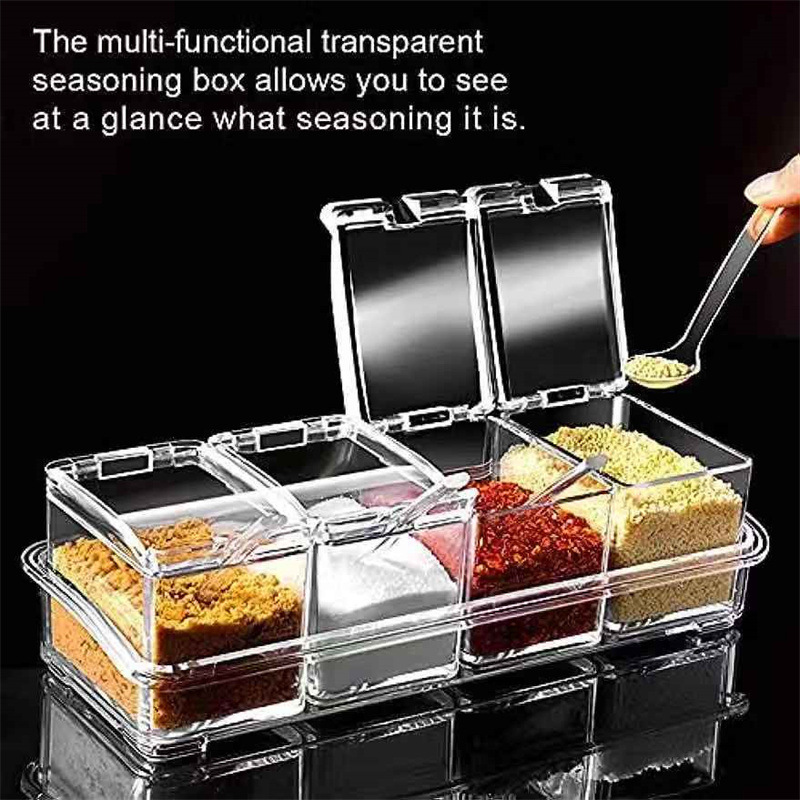 クリア調味料ボックス 4 個セット クリスタル調味料保存容器 - Korean Kitchen Gadgets のレビューと価格