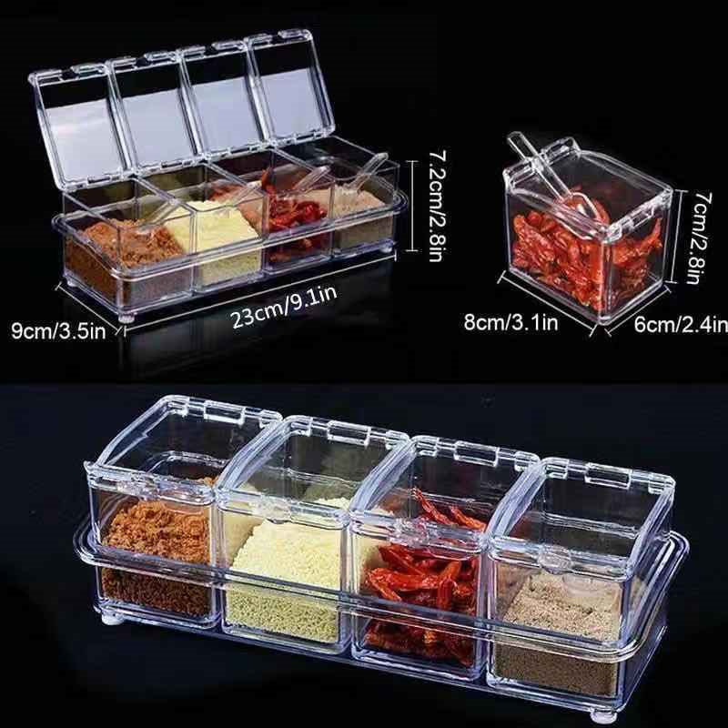 クリア調味料ボックス 4 個セット クリスタル調味料保存容器 - Korean Kitchen Gadgets のレビューと価格