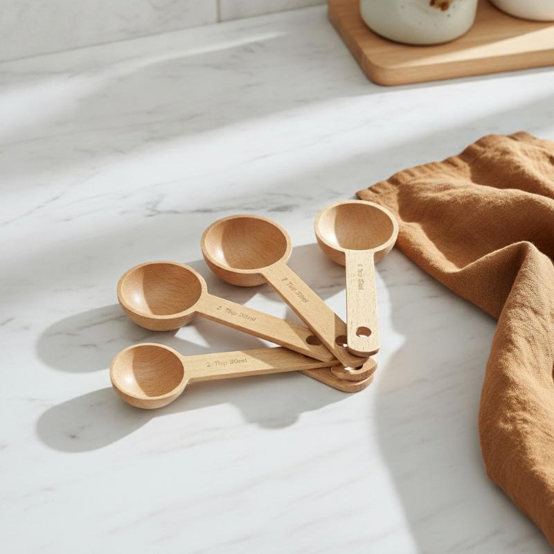 木製計量スプーン 7.5-45ML ポータブル ブナ材/クル - Kitchen Gadgets For Gifts のレビューと価格