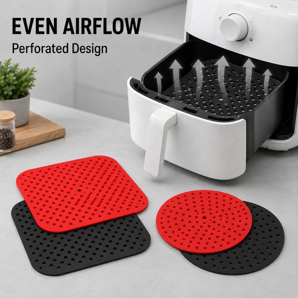 ノンスティックシリコンエアフライヤーライナー、再利用可能なク - Kitchen Gadgets Air Fryer のレビューと価格