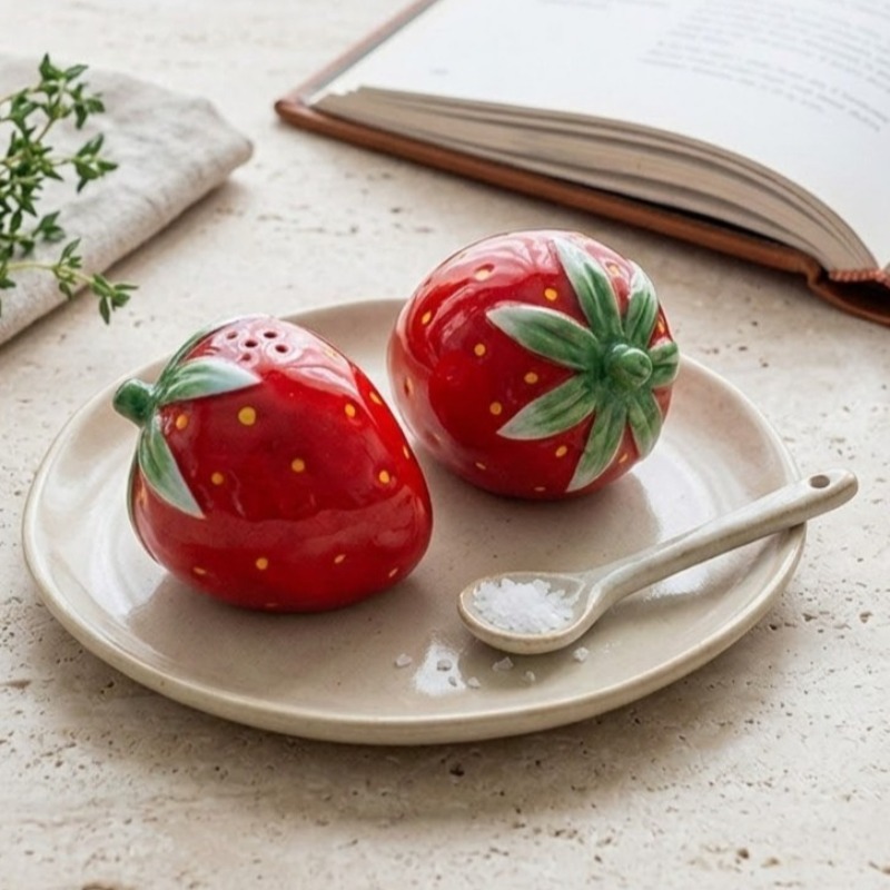 韓国漫画風イチゴ調味料ボトルセット セラミック製塩コショウ入 - Korean Kitchen Gadgets のレビューと価格