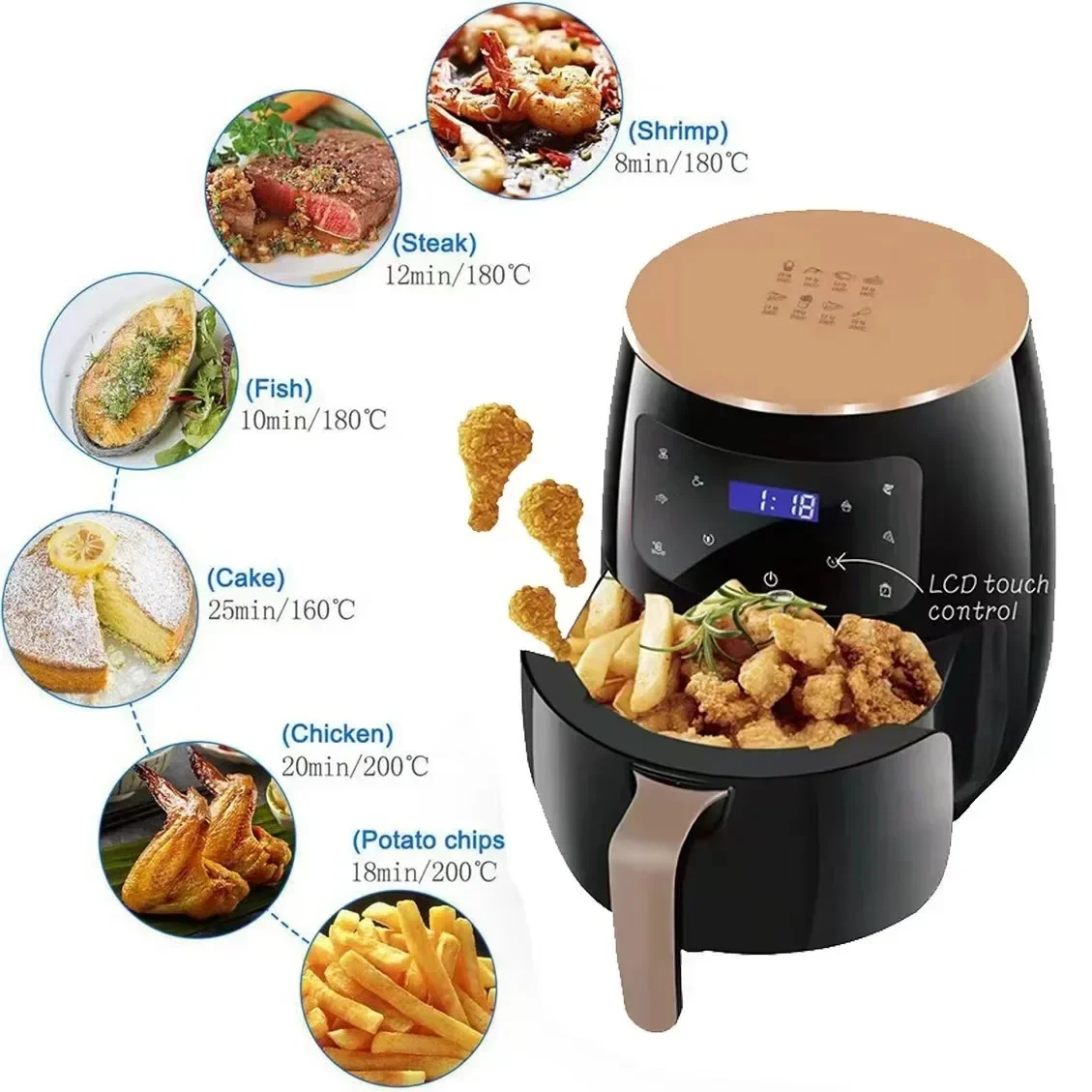 6L エアフライヤー多機能インテリジェントタッチスクリーンオ - Kitchen Gadgets Air Fryer のレビューと価格