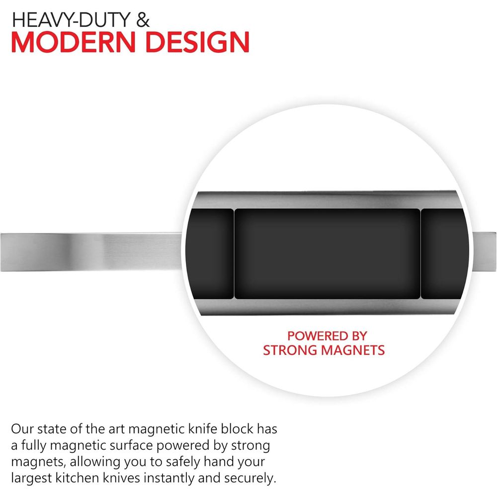 16インチステンレス鋼製磁気ナイフホルダー、壁掛け式ダブルバ - Magnetic Knife Strip のレビューと価格