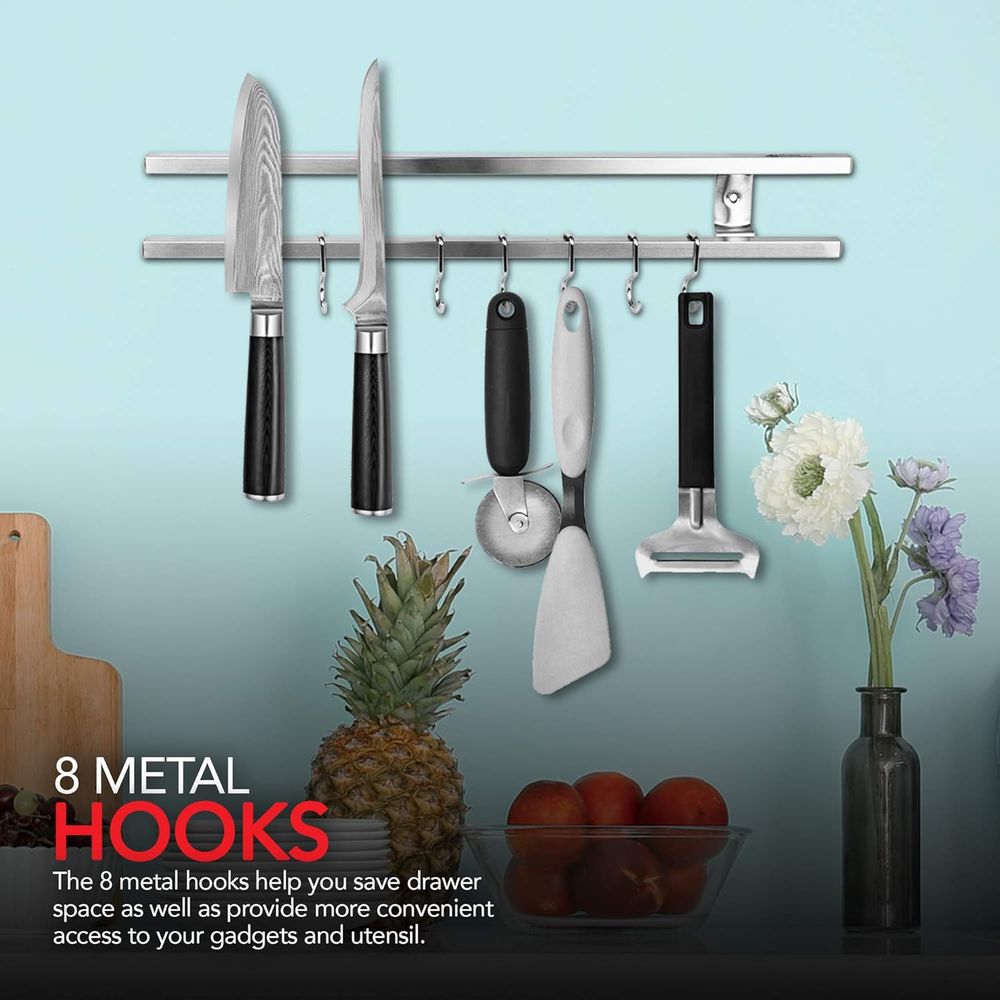 16インチステンレス鋼製磁気ナイフホルダー、壁掛け式ダブルバ - Magnetic Knife Strip のレビューと価格