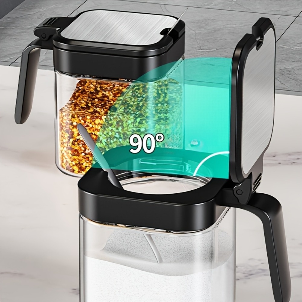 スパイスジャー3個セット、スプーン付き、10オンスガラスジャ - Korean Kitchen Gadgets のレビューと価格