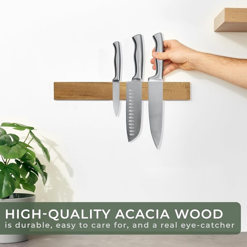 壁掛け用マグネット式ナイフホルダー 16インチ アカシアウッ - Magnetic Knife Strip のレビューと価格