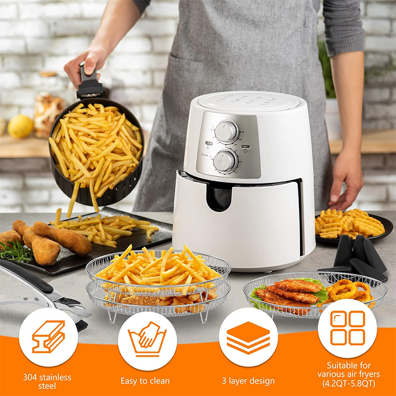 304ステンレス鋼エアフライヤーラック、3層、積み重ね可能、 - Kitchen Gadgets Air Fryer のレビューと価格