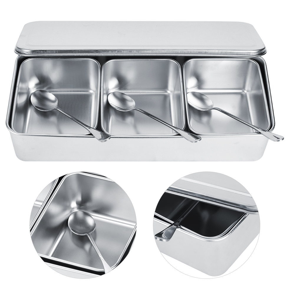 家庭用3グリッドステンレススチール調味料ボックスジャー、スパ - Korean Kitchen Gadgets のレビューと価格