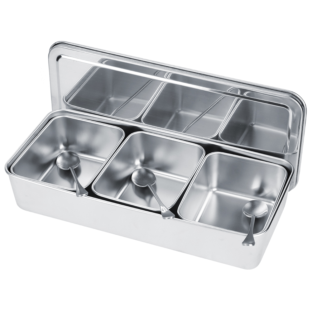 家庭用3グリッドステンレススチール調味料ボックスジャー、スパ - Korean Kitchen Gadgets のレビューと価格