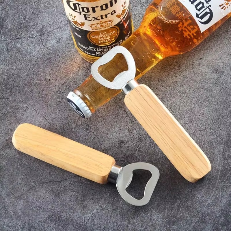 ステンレス鋼木製ボトルオープナー 家庭用キッチンバーレストラ - Kitchen Gadgets For Gifts のレビューと価格