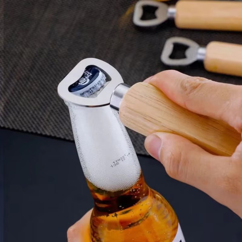 ステンレス鋼木製ボトルオープナー 家庭用キッチンバーレストラ - Kitchen Gadgets For Gifts のレビューと価格